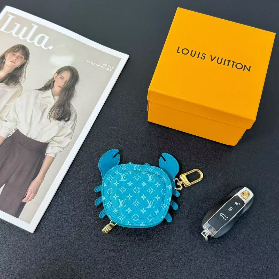 LV Crab Bag Charm Blue Canvas and leather