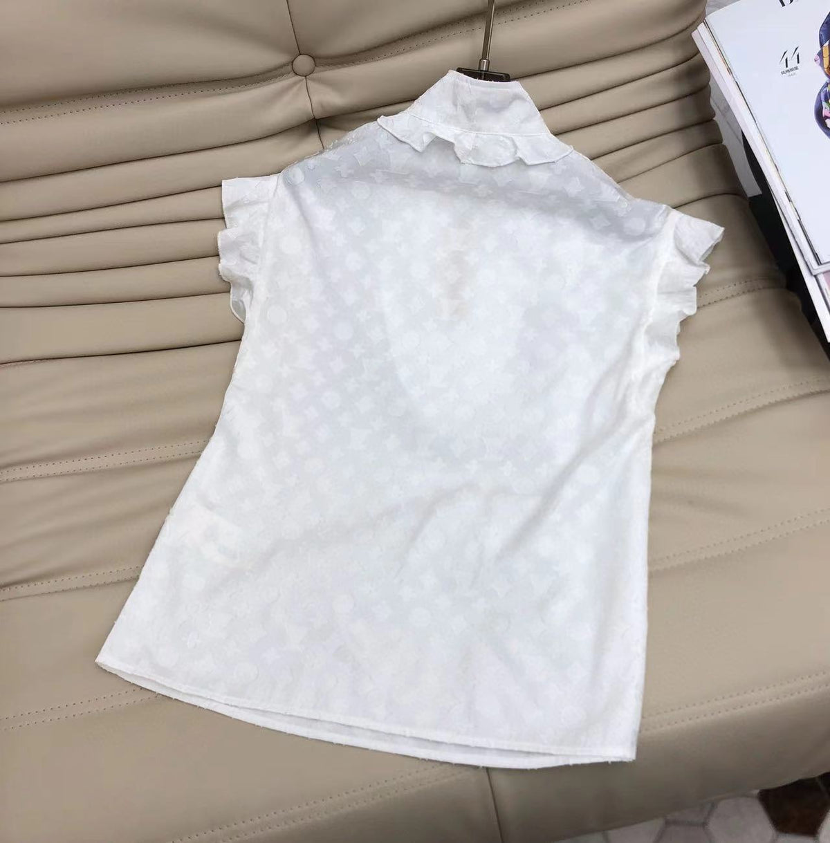 LV Frill Blouse White Cotton