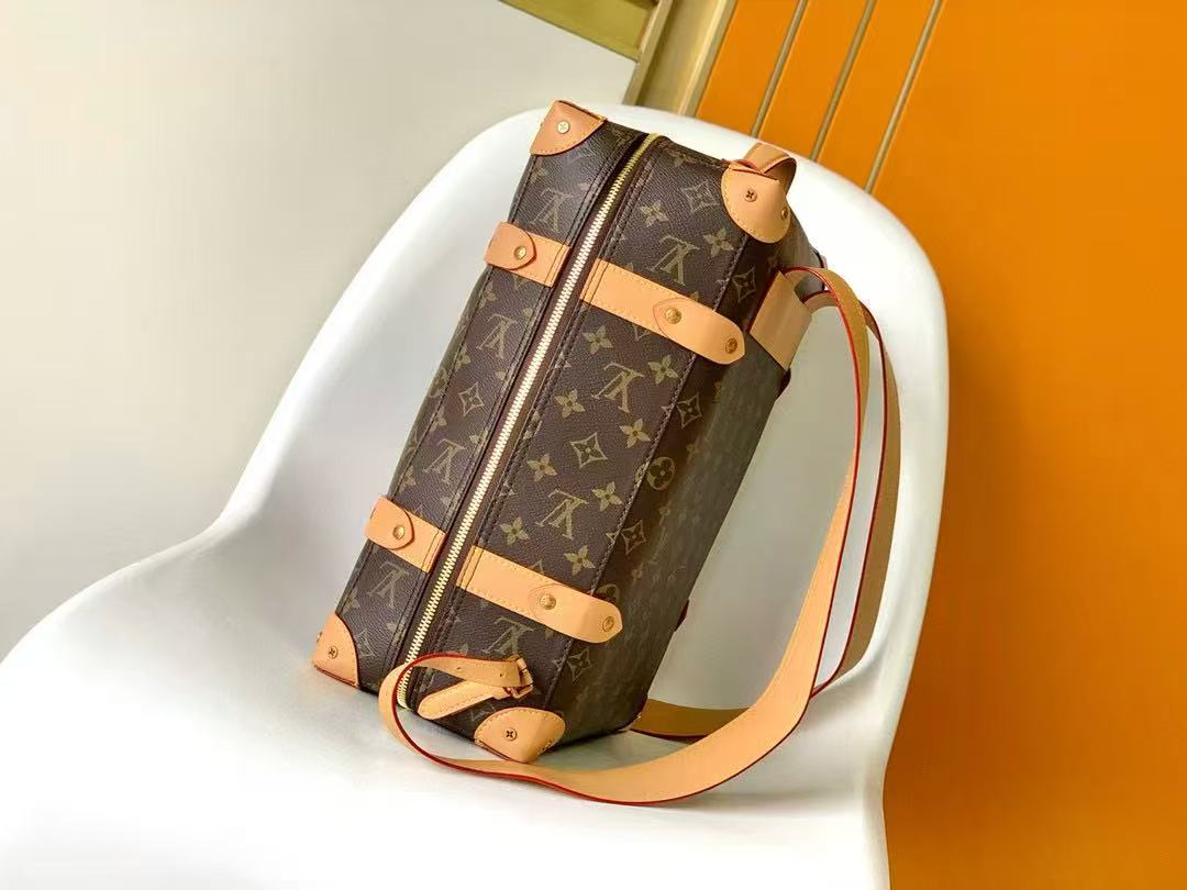 LV Monogram Backpack Brown Gold Leather