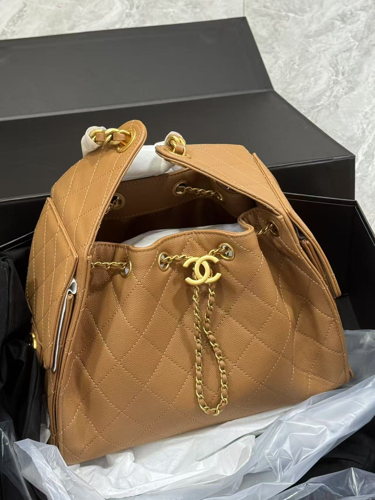 CC 25B Hobo Bags 30cm Brown Grained Calfskin