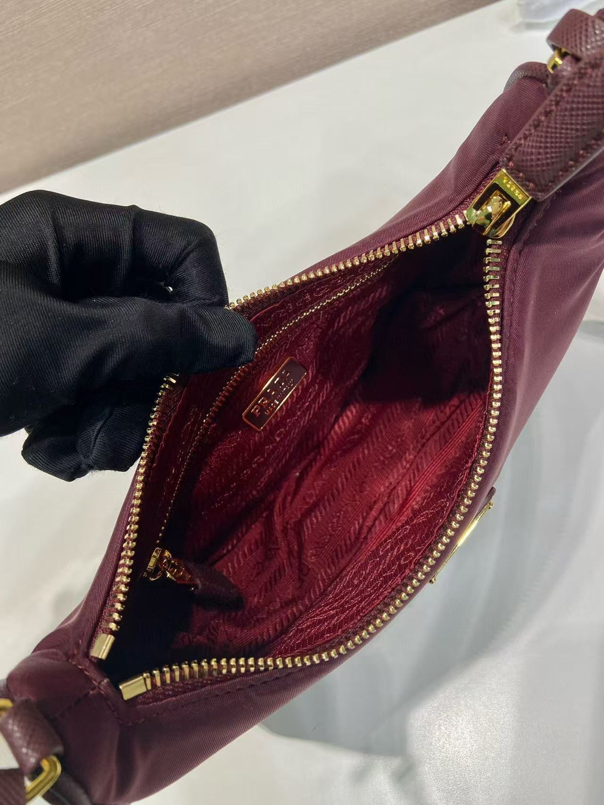 Prada Re-Edition 2005 Re-Nylon bag Burgundy Recycled polyamide