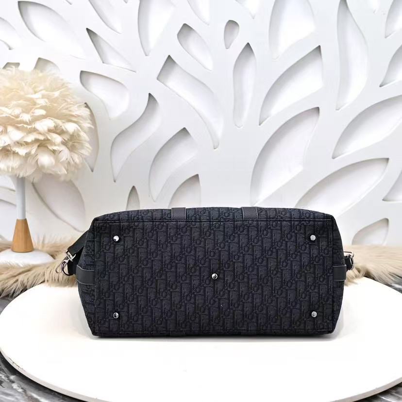 Weekender 40 Dior Oblique Jacquard  Black Grained Calfskin Frabic