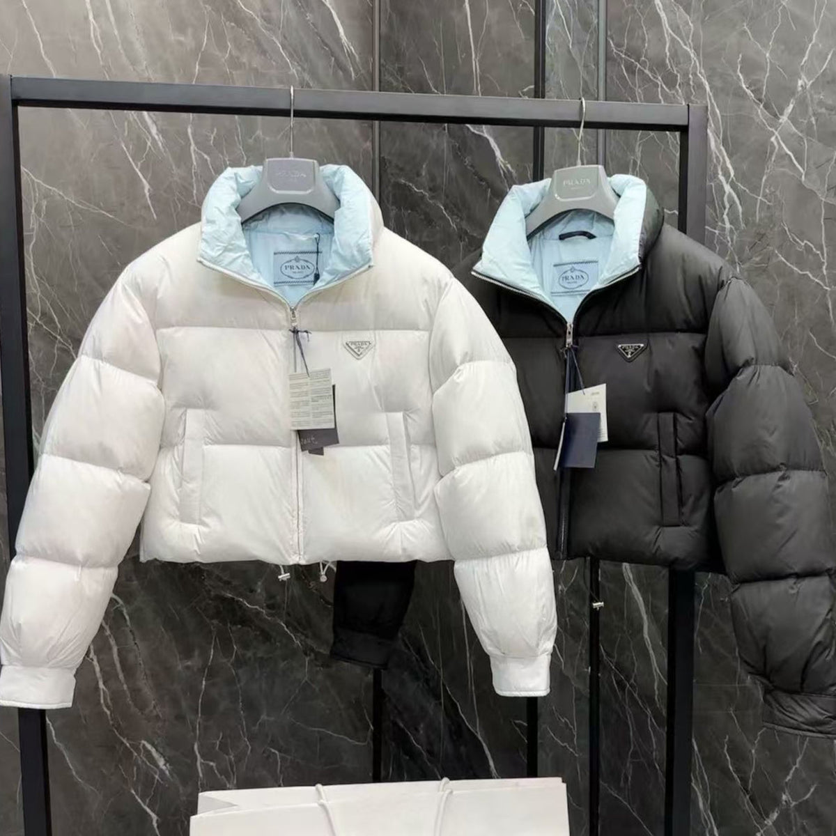 Prada Re-Nylon Zipped Cropped Down Jacket