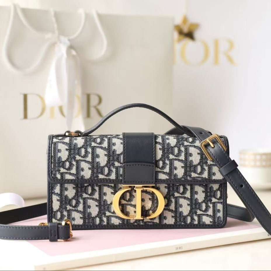 Dior Miss Montaigne Bag Black Canvas Calfskin
