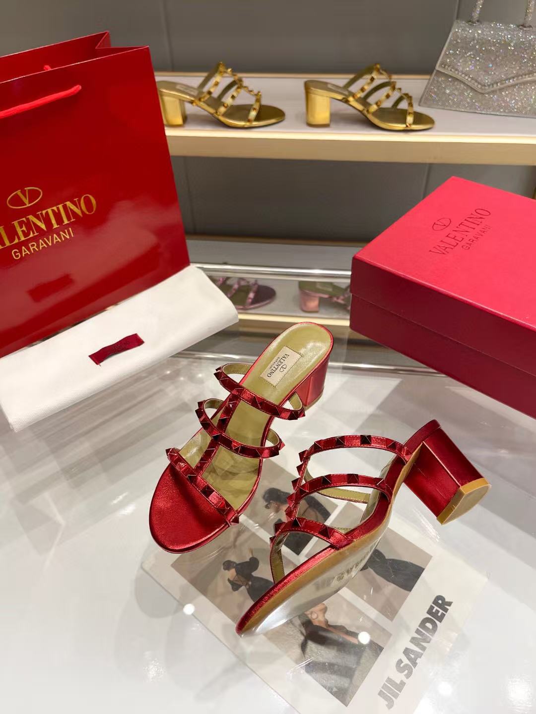 Valentino Garavani 60mm Rockstud Sandals Calfskin