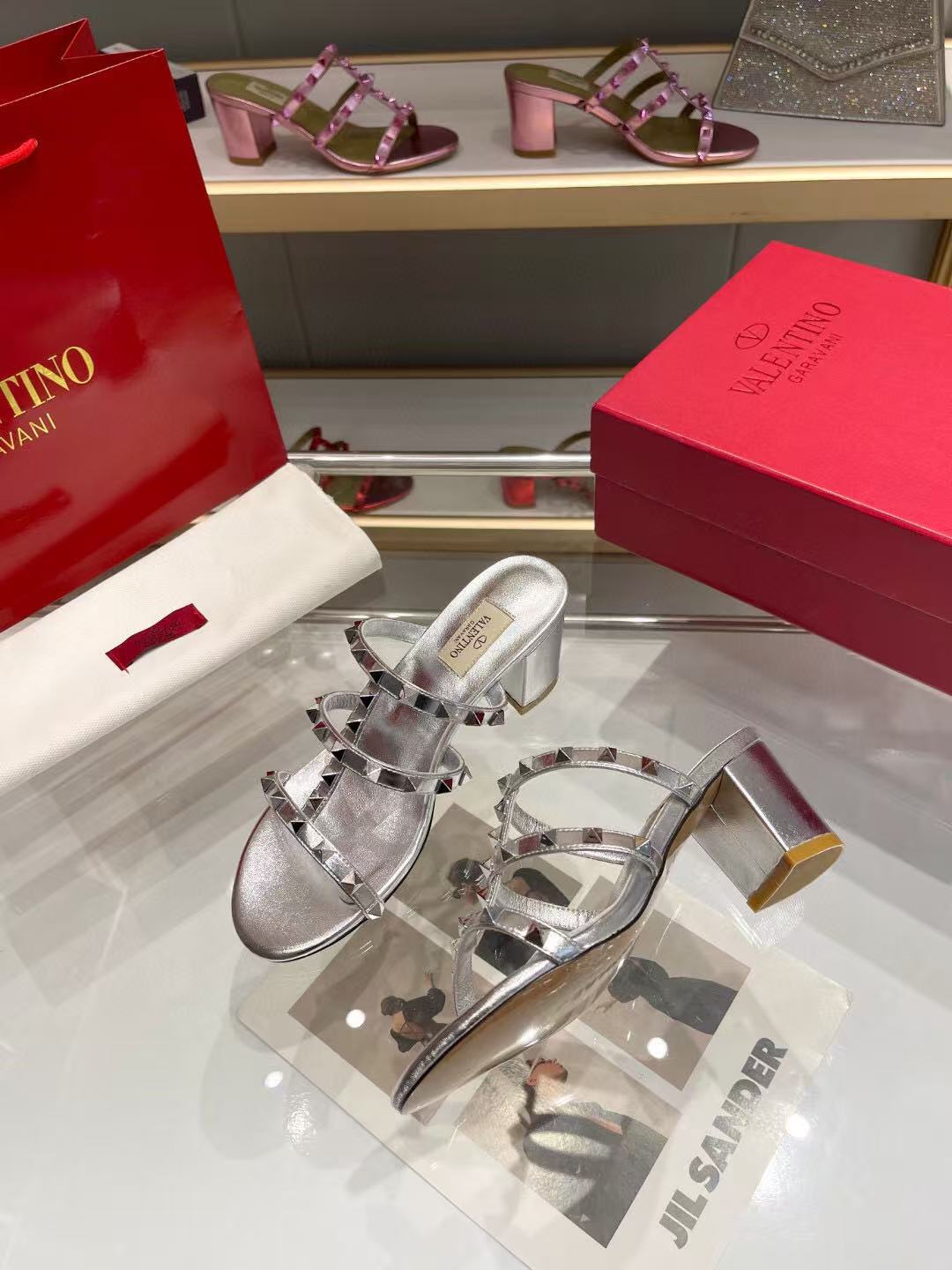 Valentino Garavani 60mm Rockstud Sandals Calfskin