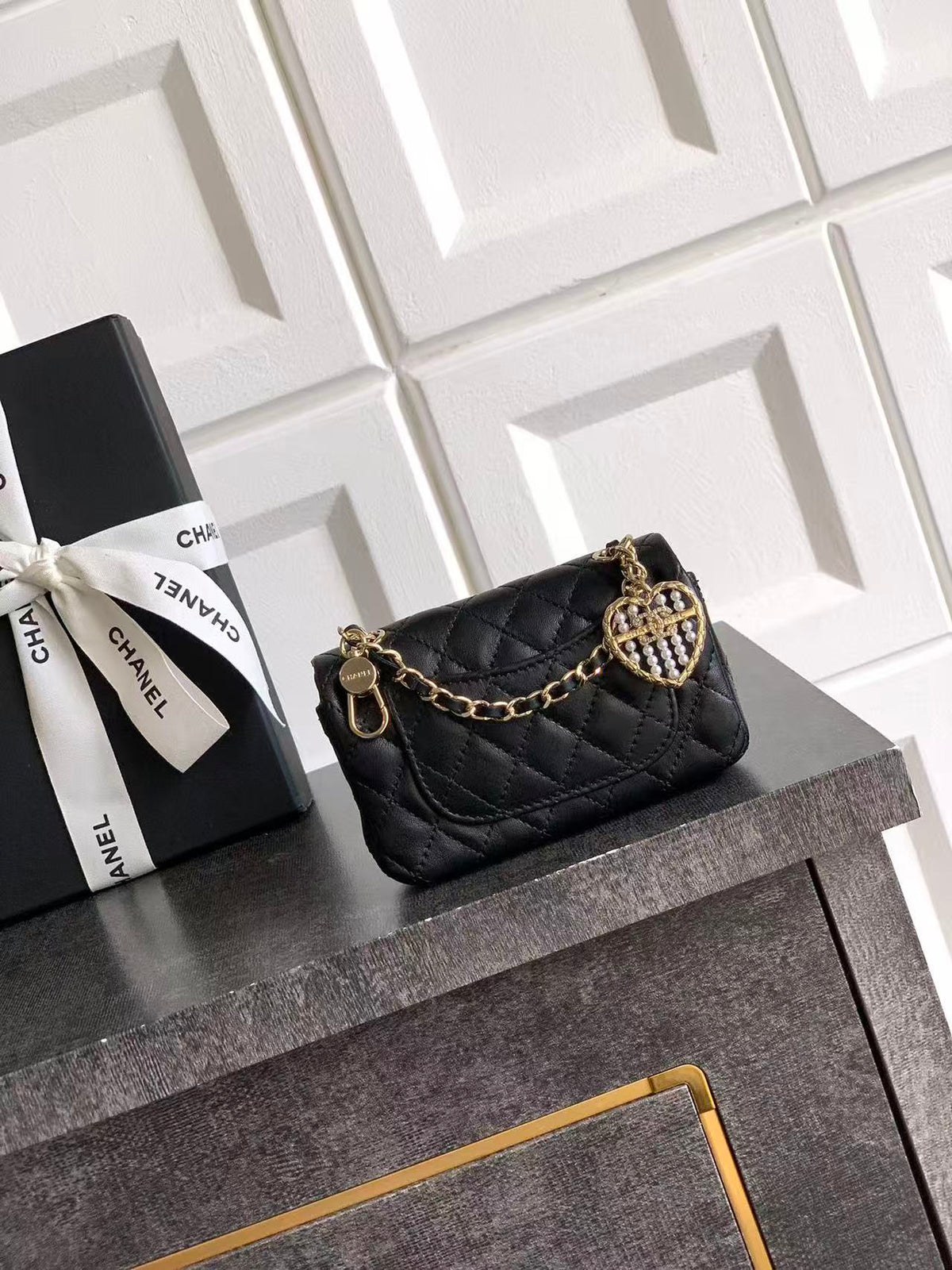 Chanel Bag 12.5cm Black Gold Lambskin