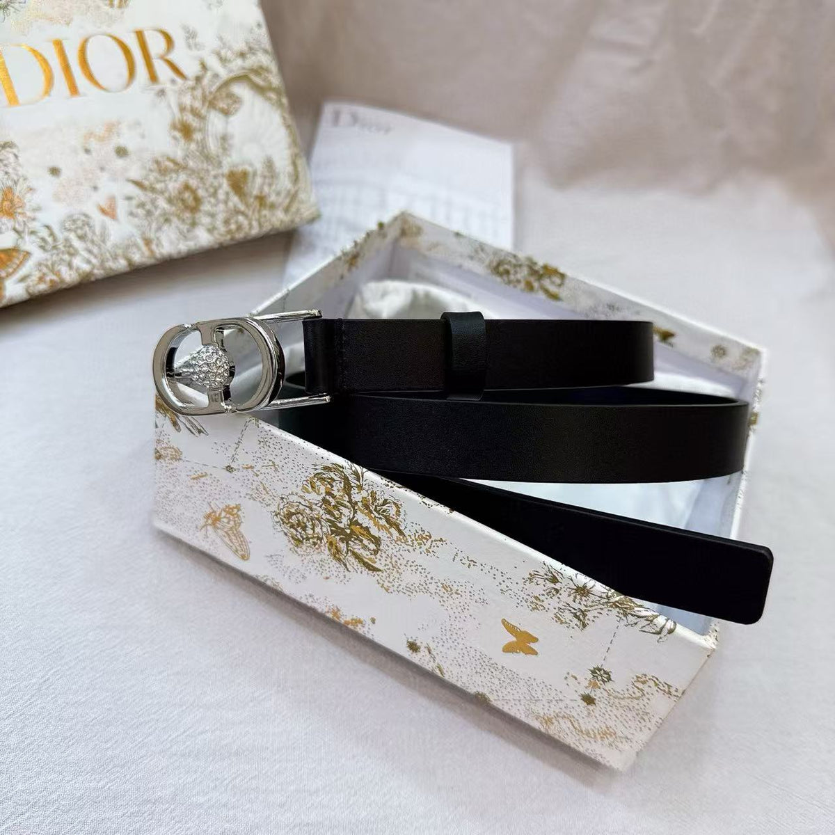 Dior CD Buckle Belt Black Leather