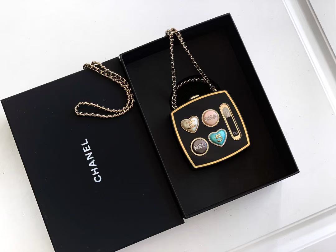 Chanel 25 Minaudière Makeup Palette Bag Black mix Colors Plexiglass