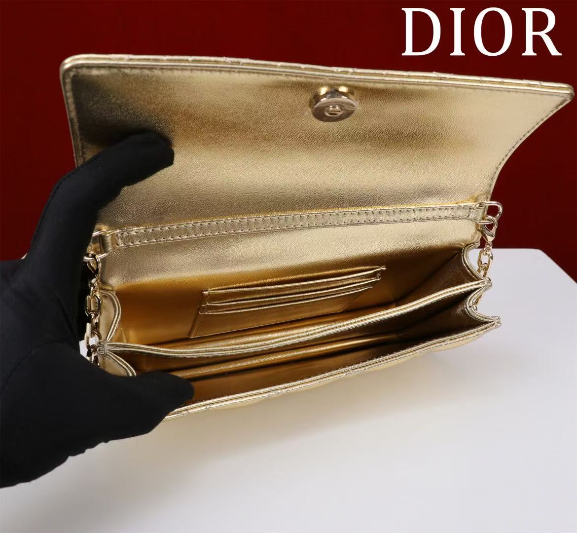 CD 25 Bag Gold Metalic Lambskin