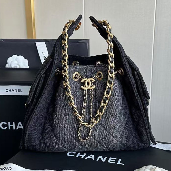 CC 25C Hobo Bag 30cm Black Denim