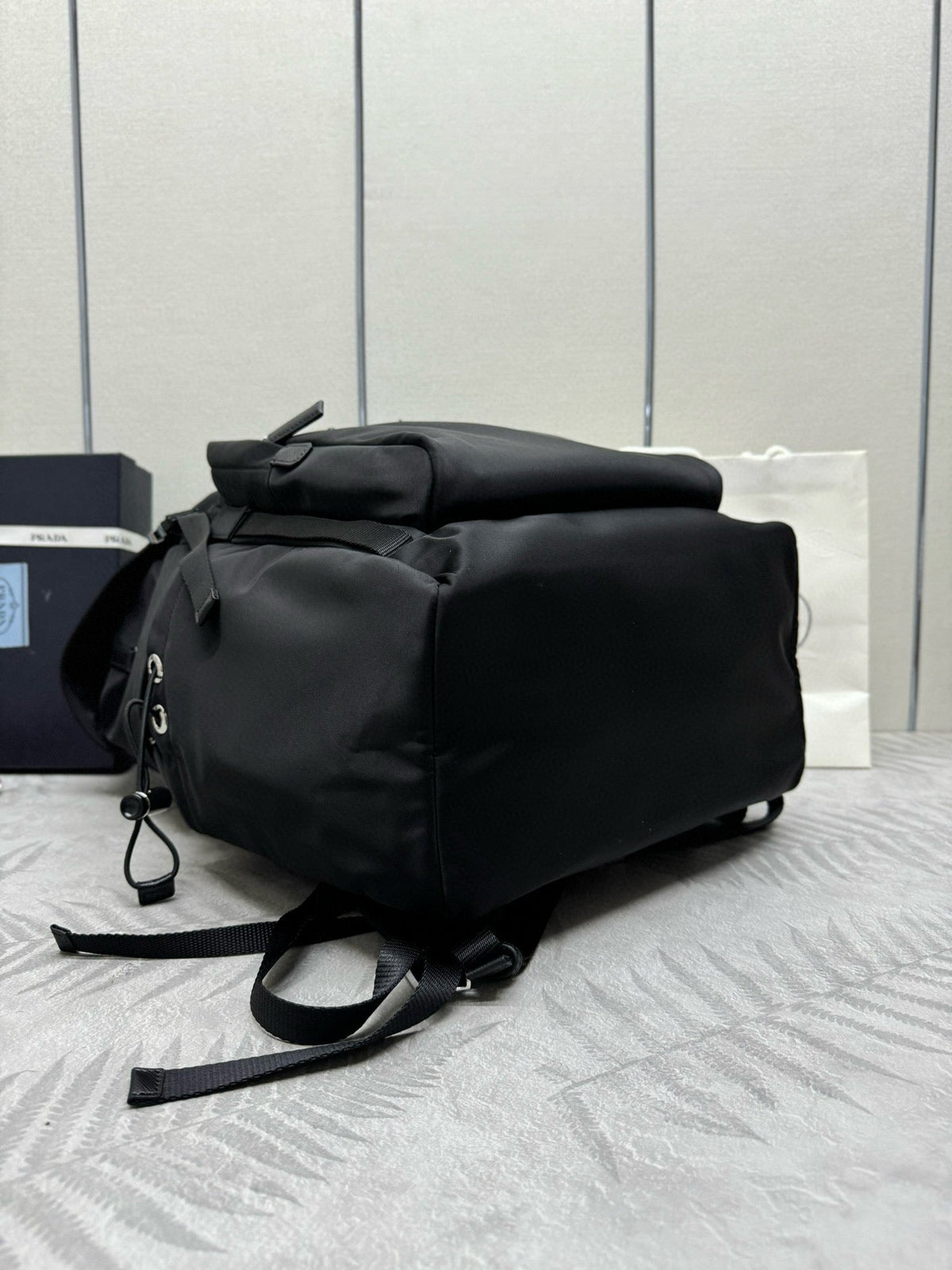 Prada 2025 Backpack 57cm Black Re-nylon And Saffiano Leather