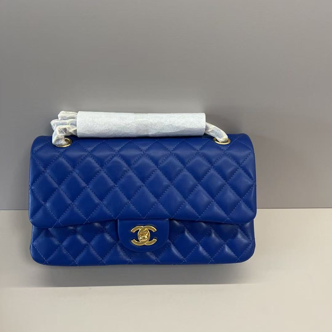 Chanel 2025 Classic Flap Bag 25cm Blue Lambskin