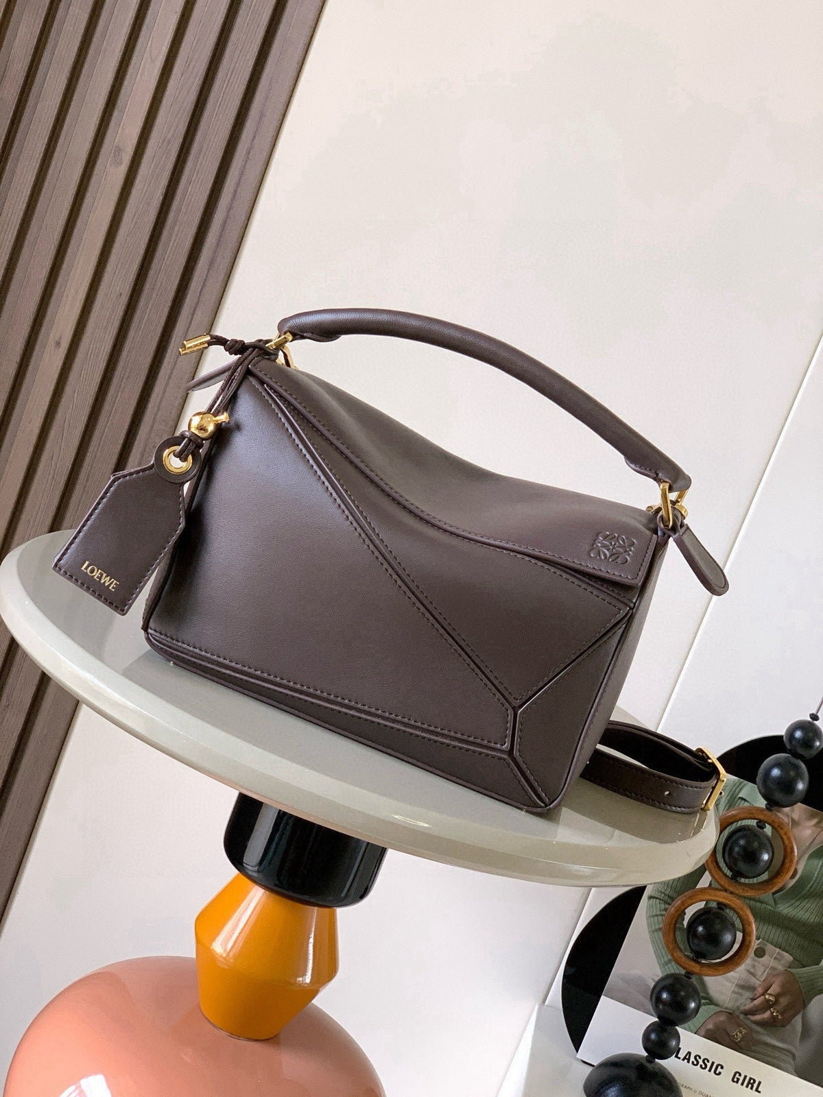 Loewe 2026 Featherlight Puzzle Bag 24cm Brown Nappa Lambskin