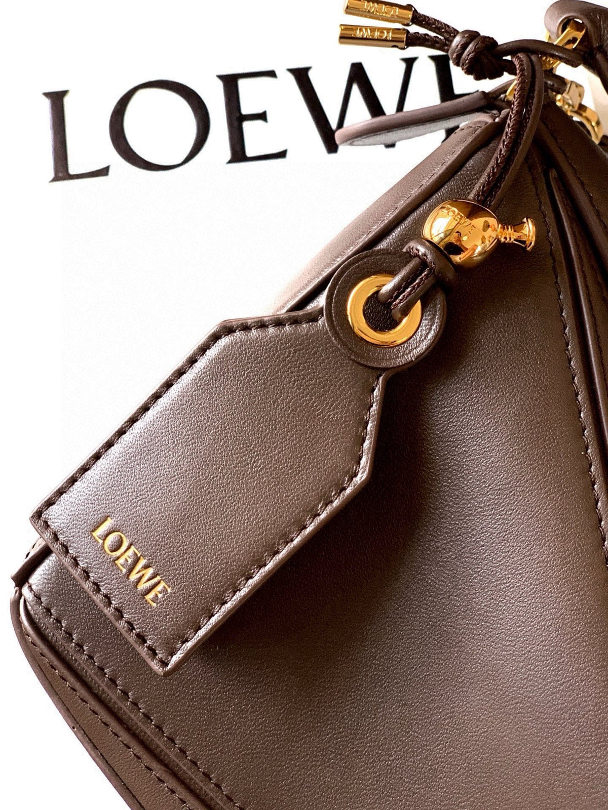 Loewe 2026 Featherlight Puzzle Bag 24cm Brown Nappa Lambskin