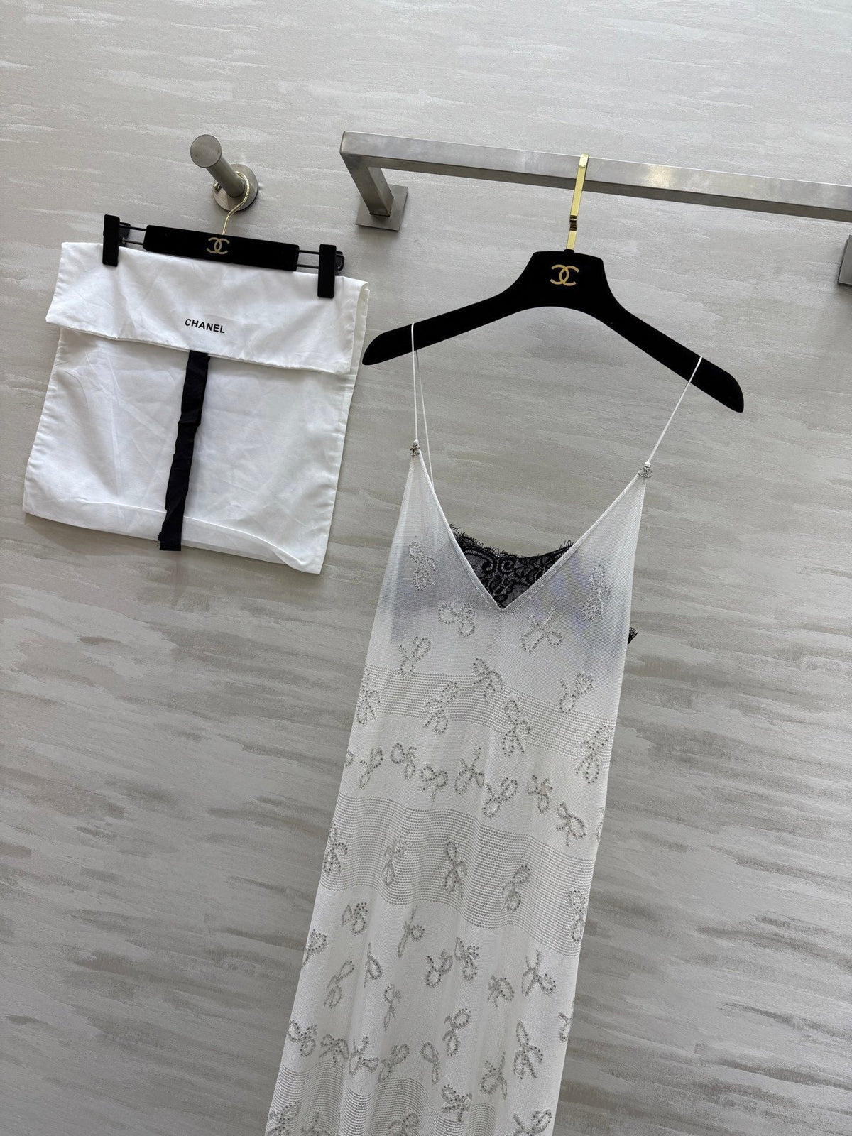Chanel 2026 Camisole Dress White Lace Cotton