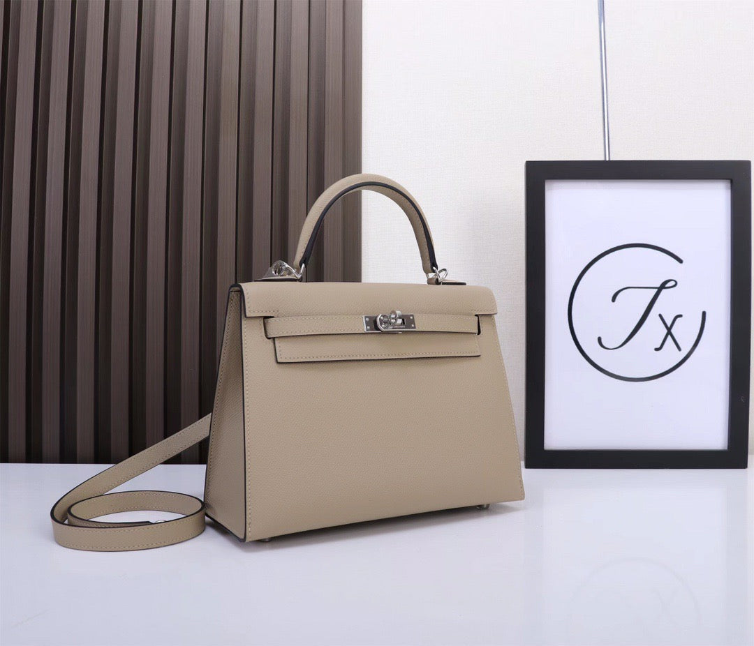 Hermes 2026 Kelly Sellier Nata Epsom Leather Silver Hardware