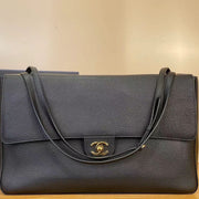 Chanel 2026 Maxi Flap Bag Black Grained Calfskin With Gold Hardware