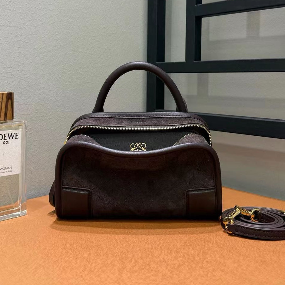 Loewe 2026 Amazona Bag Dark Chestnut Suede Leather