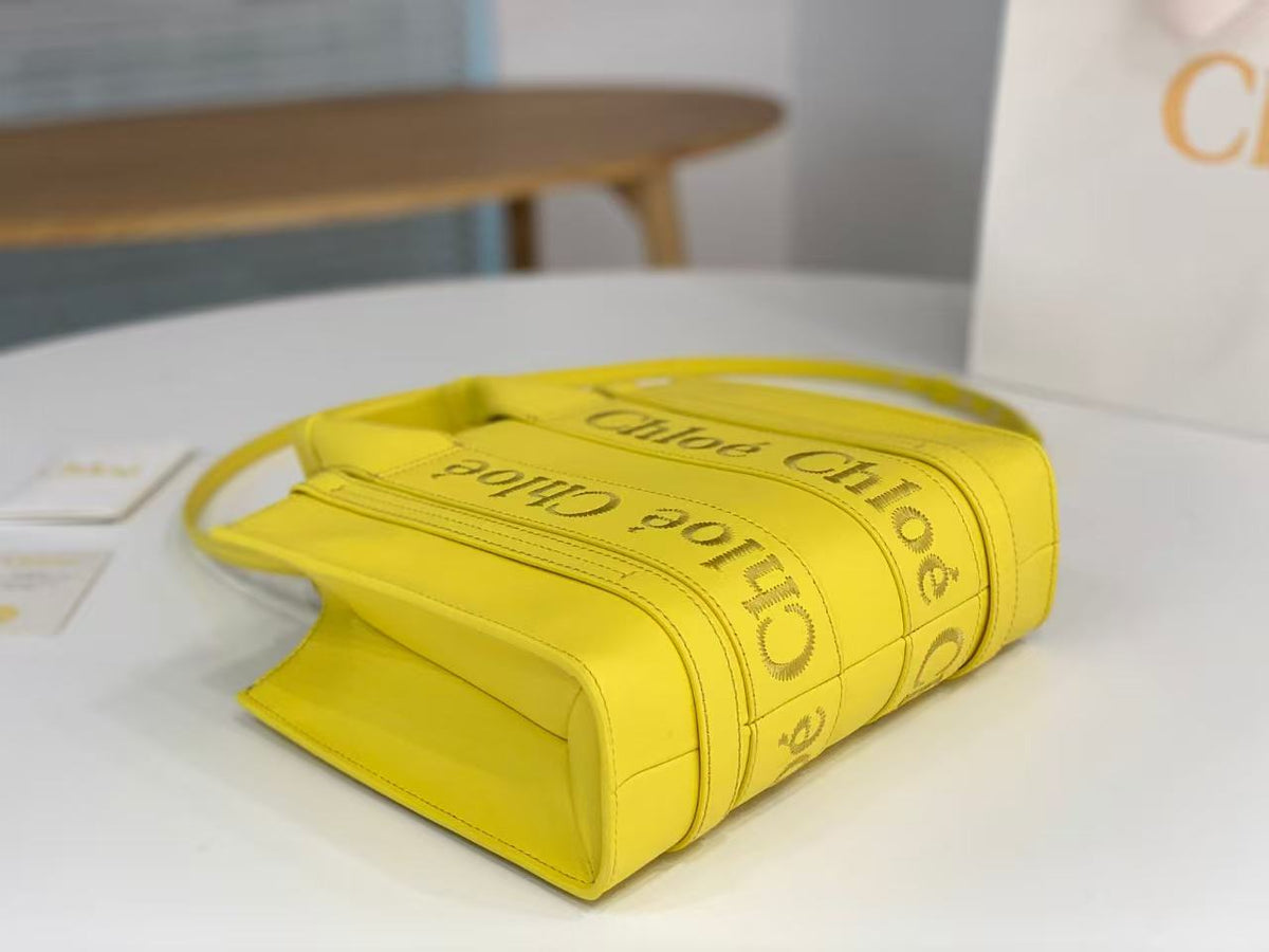 Chloe 2026 Woody Tote Bag Yellow Leather