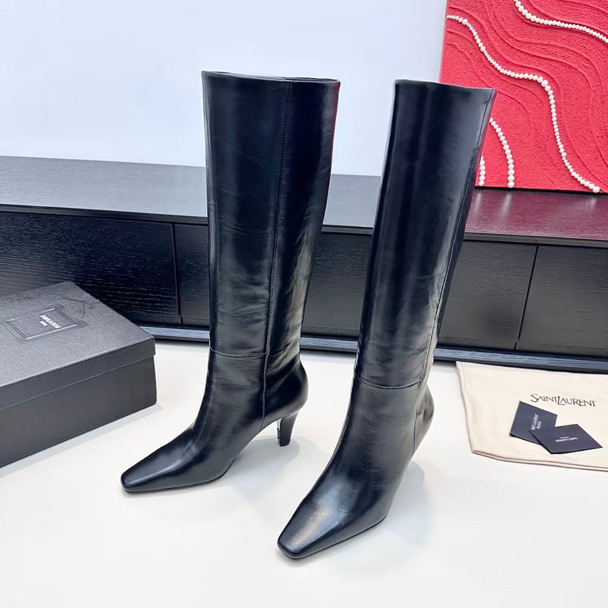 Saint Laurent 2026 Jill Pointed Toe Boots 80mm Leather