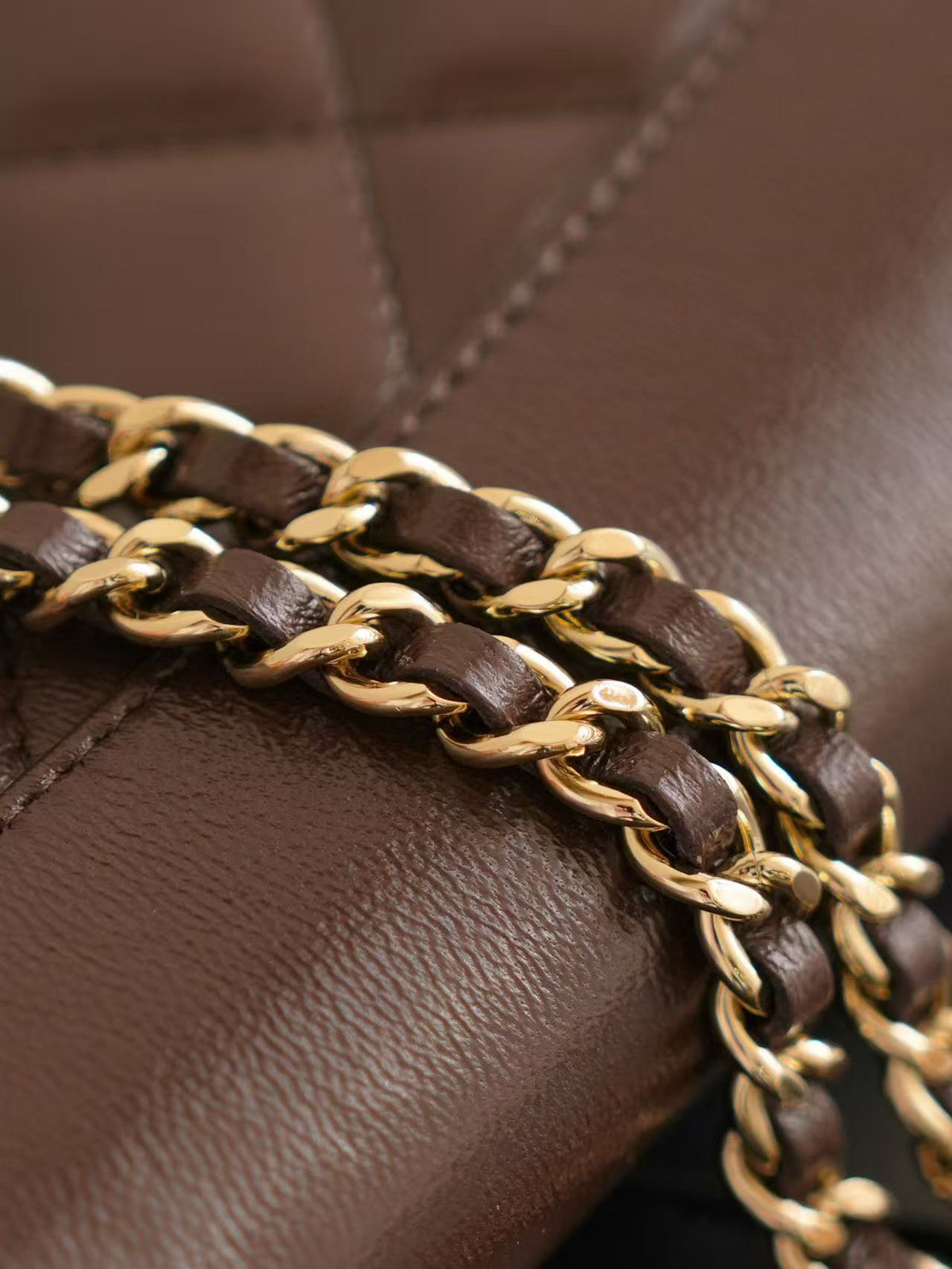 Chanel 2026 Quilted Mini Shoulder Bag 31cm Dark Brown Leather
