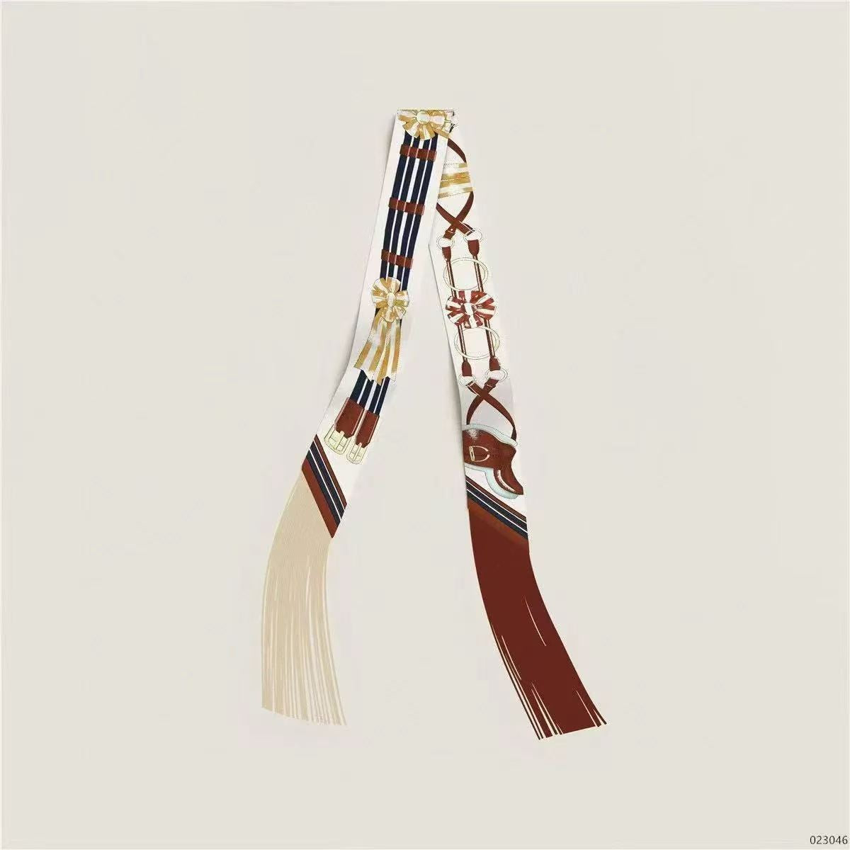Hermes 2026 Bandana Fringes Twilly Scarf 86cm Silk 217486