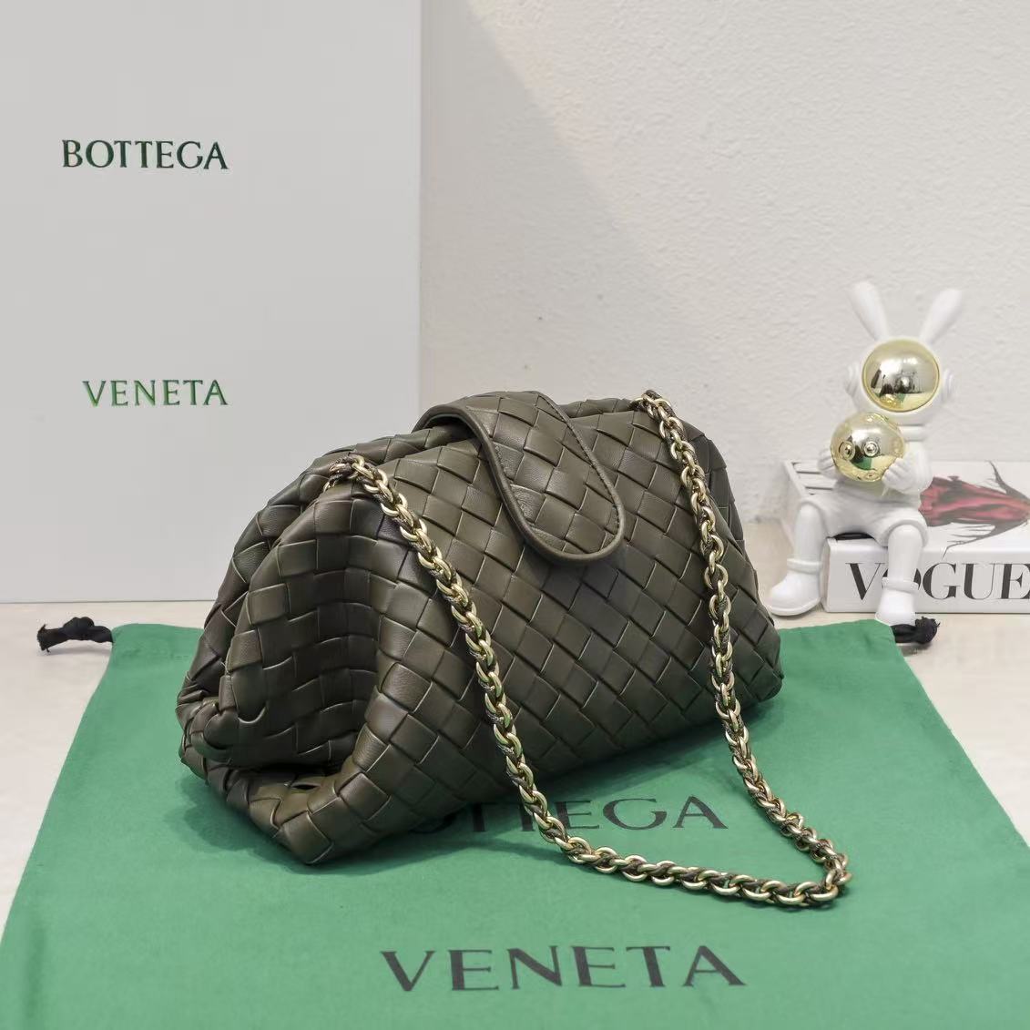 Bottega Veneta 2026 Teen Lauren 1980 With Chain Bag 31cm Moss Green Leather