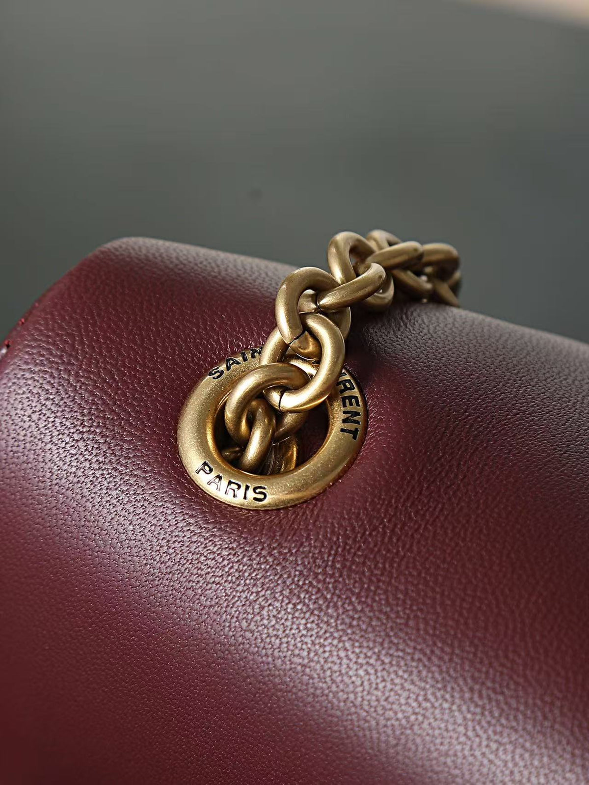 YSL 2026 Cassandre Small Envelope Pouch Bag 29cm Burgundy Leather