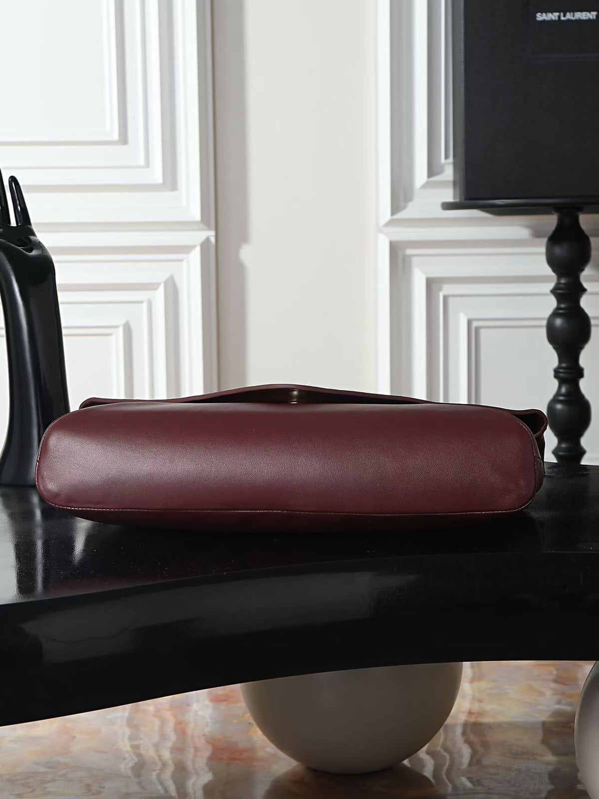 YSL 2026 Cassandre Small Envelope Pouch Bag 29cm Burgundy Leather