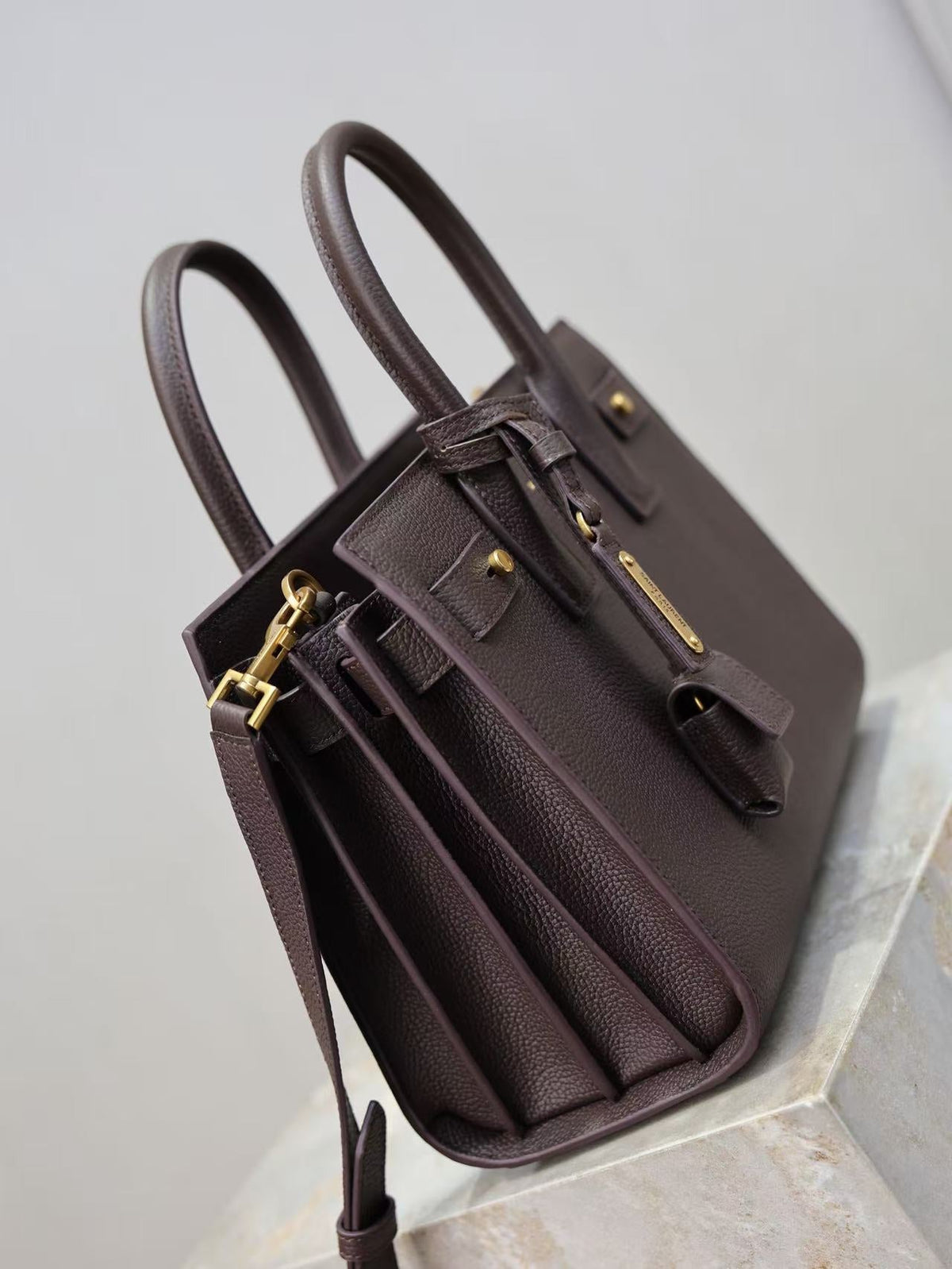 YSL 2026 Sac de Jour Baby Bag 26cm Dark Brown Leather