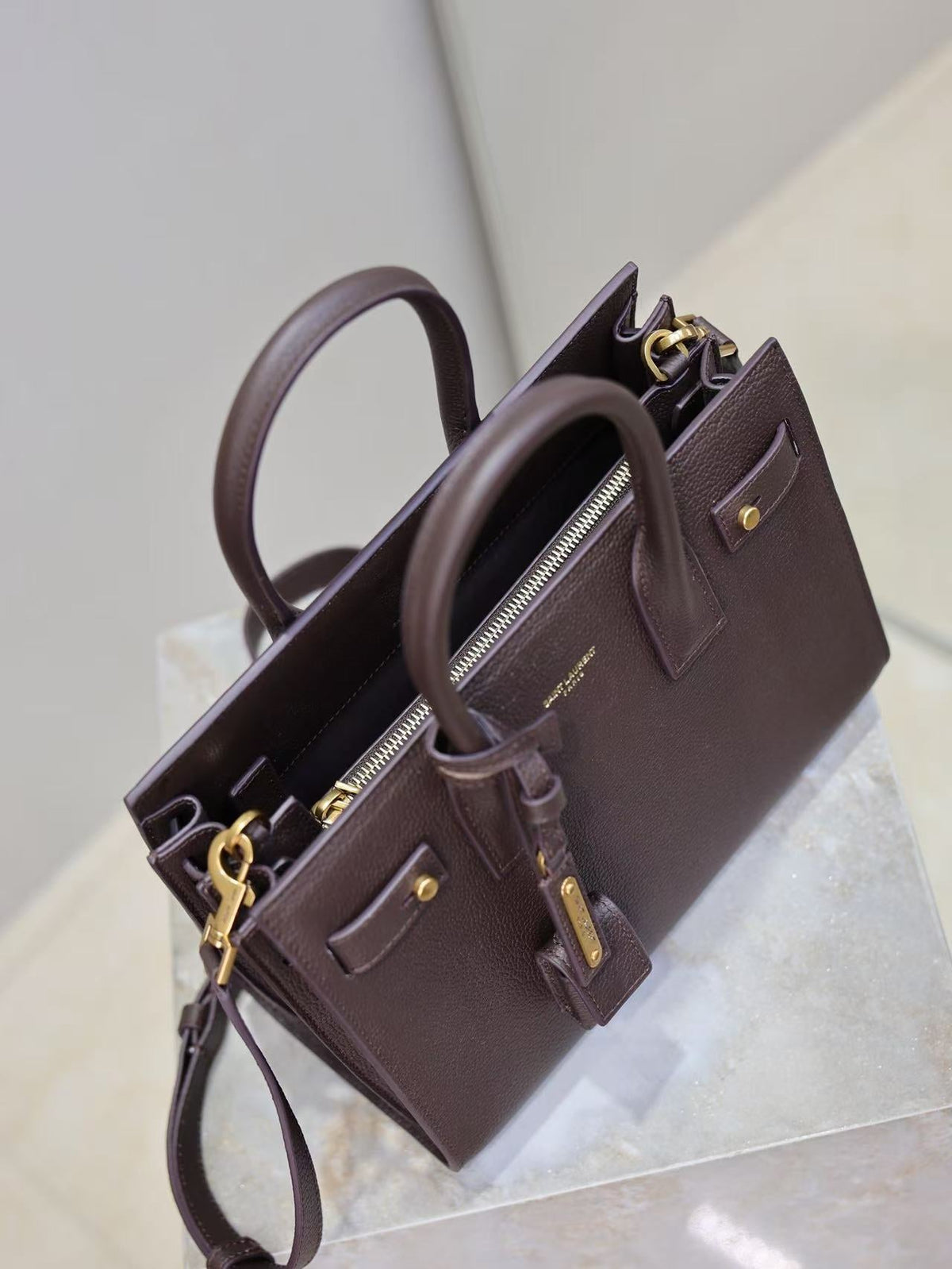 YSL 2026 Sac de Jour Baby Bag 26cm Dark Brown Leather