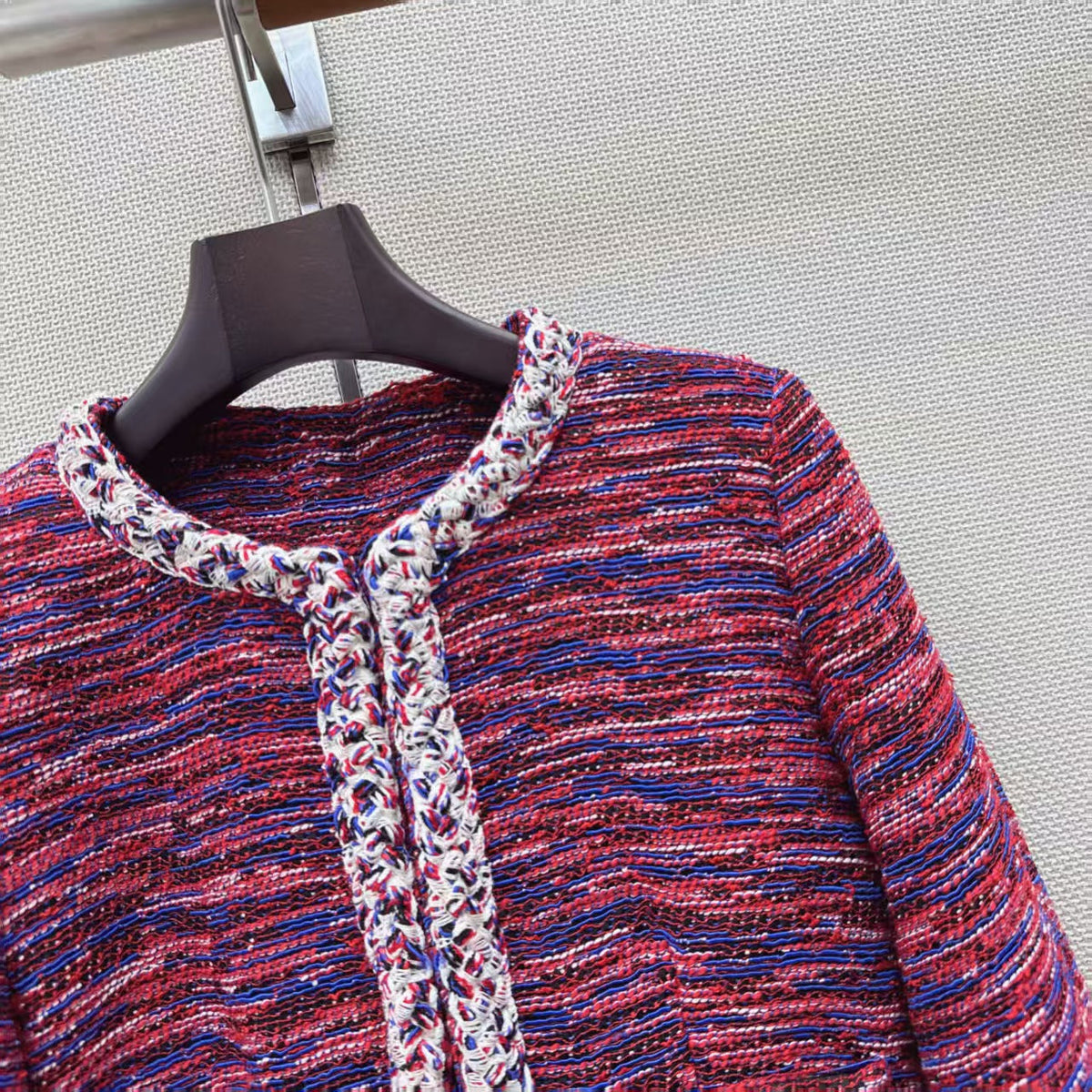 Chanel 2026 Jacket And Skirt Set Red Blue Tweed