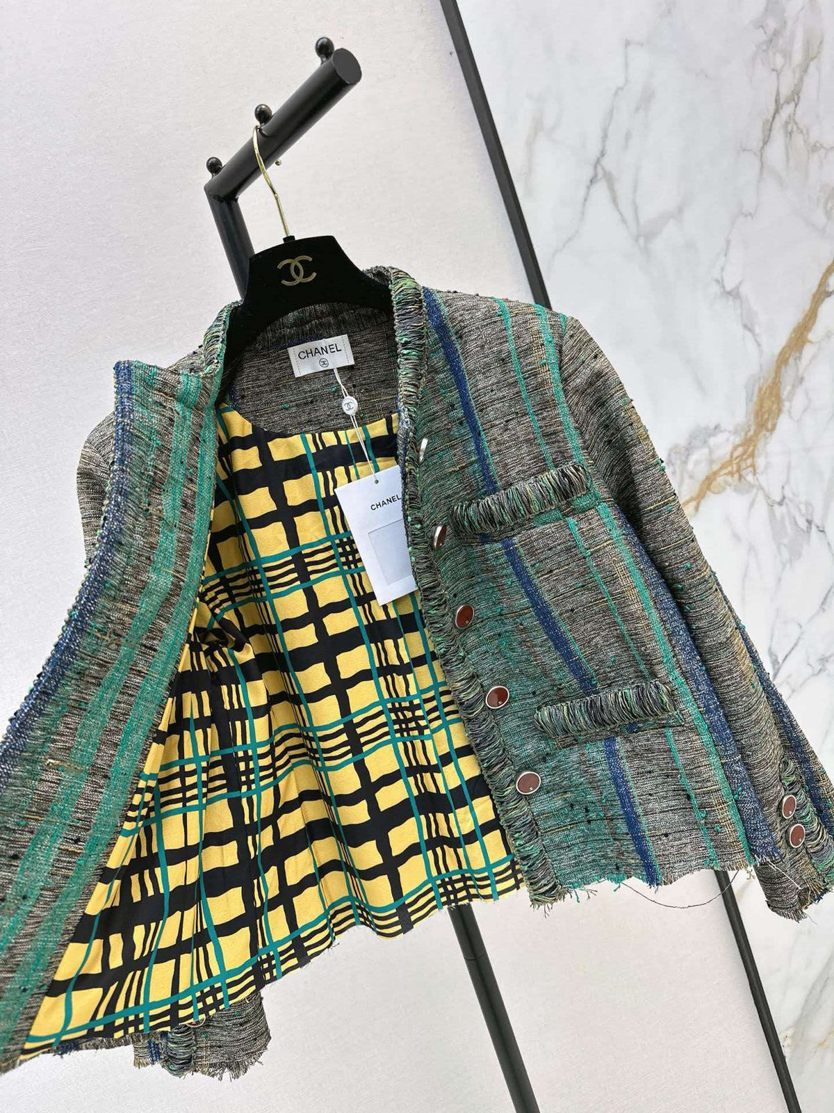Chanel 2026 Jacket And Skirt Set Blue Mix Colors Tweed
