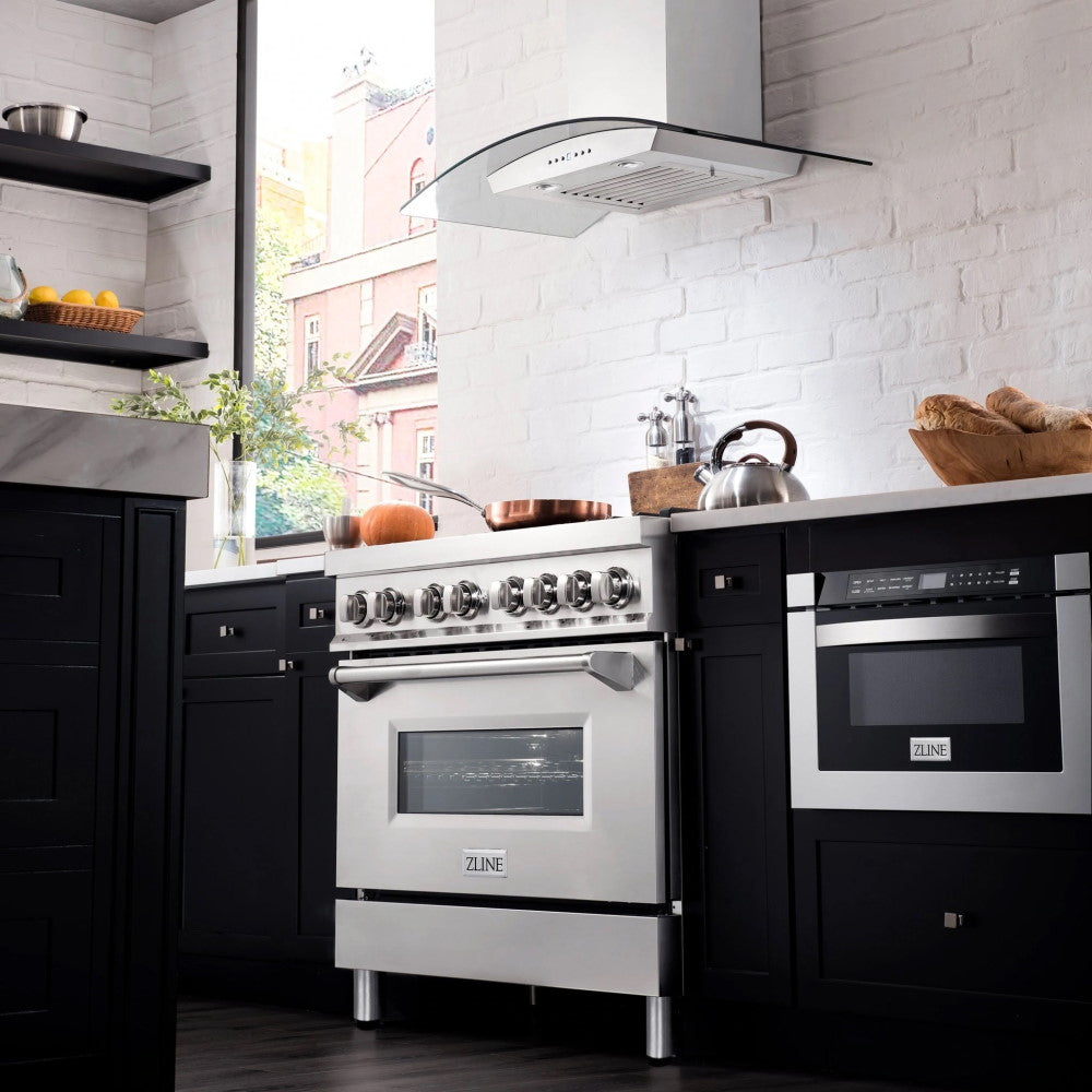 ZLINE 36" Dual Fuel Range with Gas Stove and Electric Oven in Stainless Steel with Color Door Options (RA36)