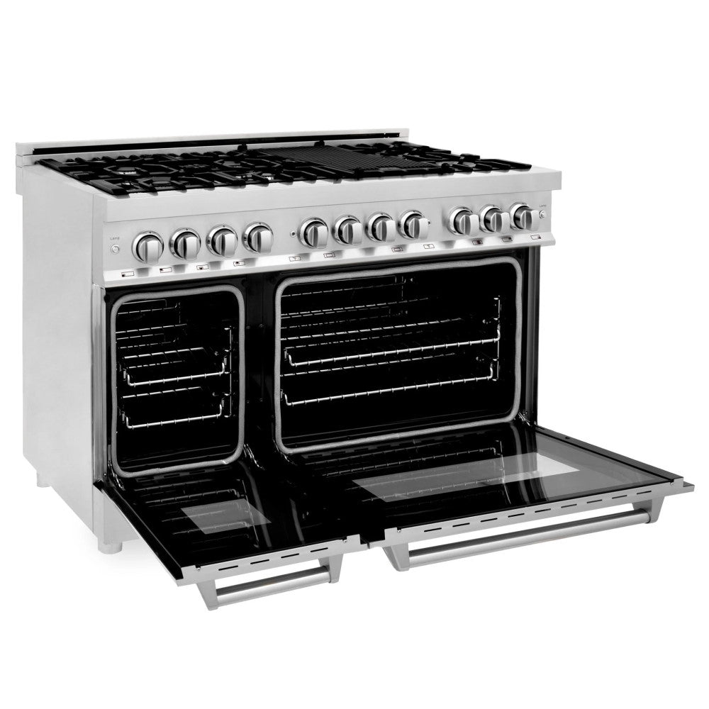 ZLINE 48" Professional Dual Fuel Range in Stainless Steel with Color Door Options (RA48)