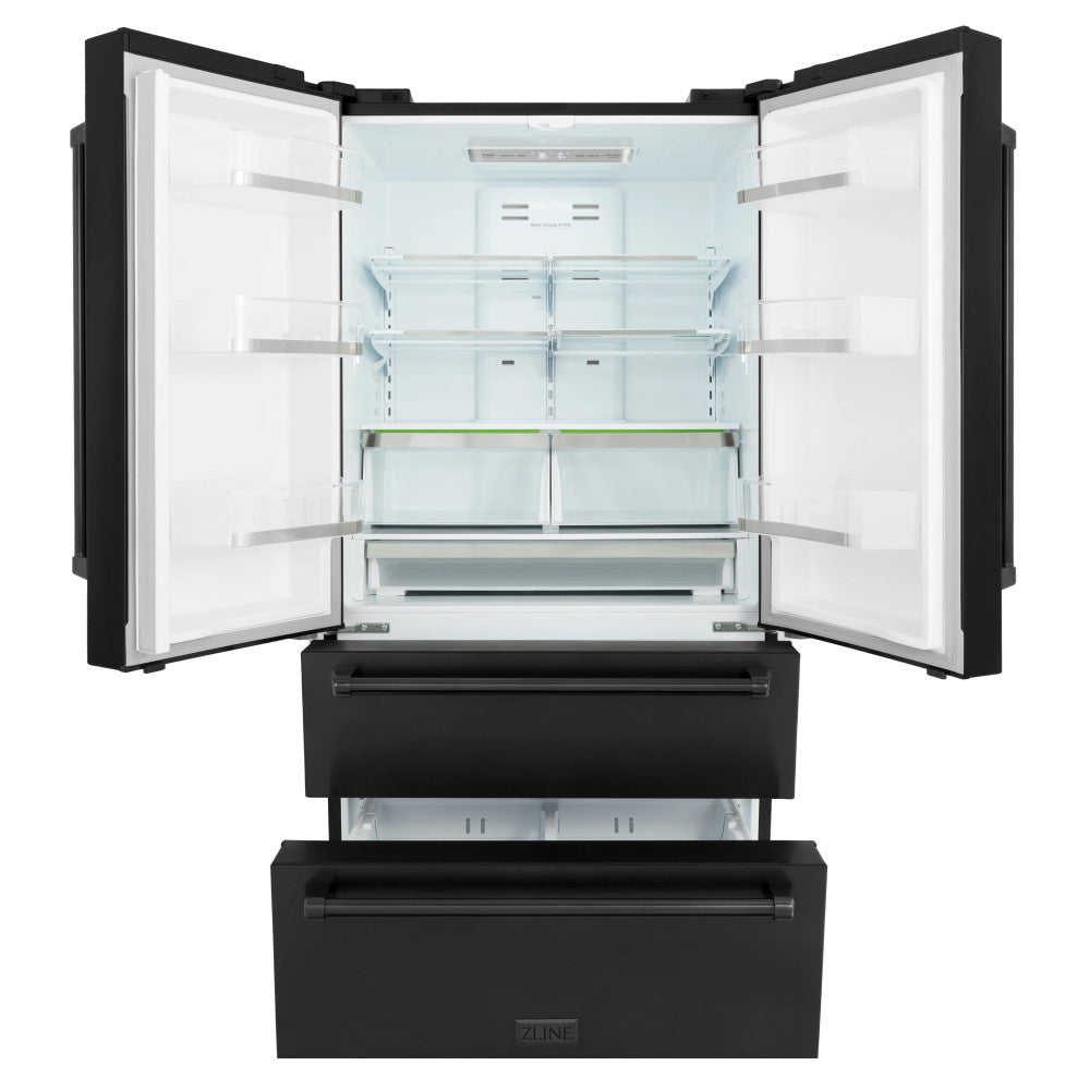 ZLINE 36" 22.5 cu. ft Freestanding French Door Refrigerator with Ice Maker in Fingerprint Resistant Stainless Steel (RFM-36)