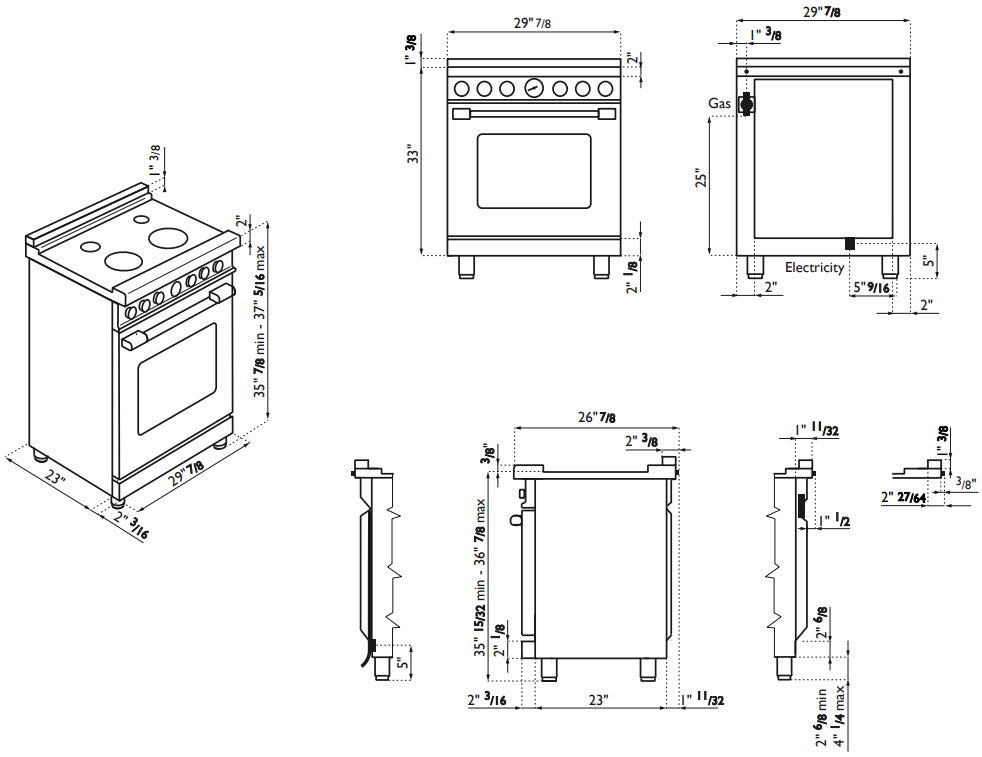 Superiore RN301GPS_S_ NEXT 30” Panorama Stainless Steel Gas Range with 4 Burners and Convection Oven