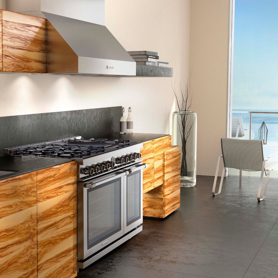Superiore RN482SPS_S_ NEXT 48” Self-Cleaning Panorama Stainless Steel Range wih 6 Gas Burners, Griddle, and 2 Ovens