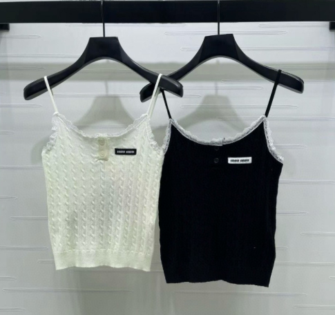 Miumiu 2026 Lace-Trimmed Knit Camisole Wool