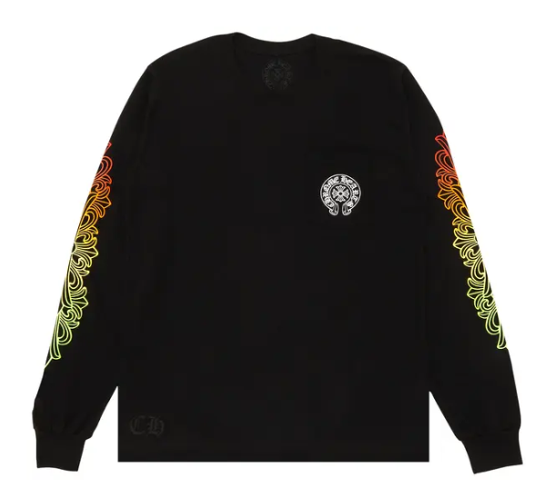 Chrome Hearts Floral Sleeve Gradient Long-Sleeve T-Shirt Black Cotton