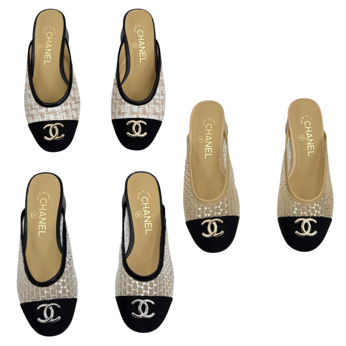 CC 25 Mule Heel Mesh and Tweed 270797