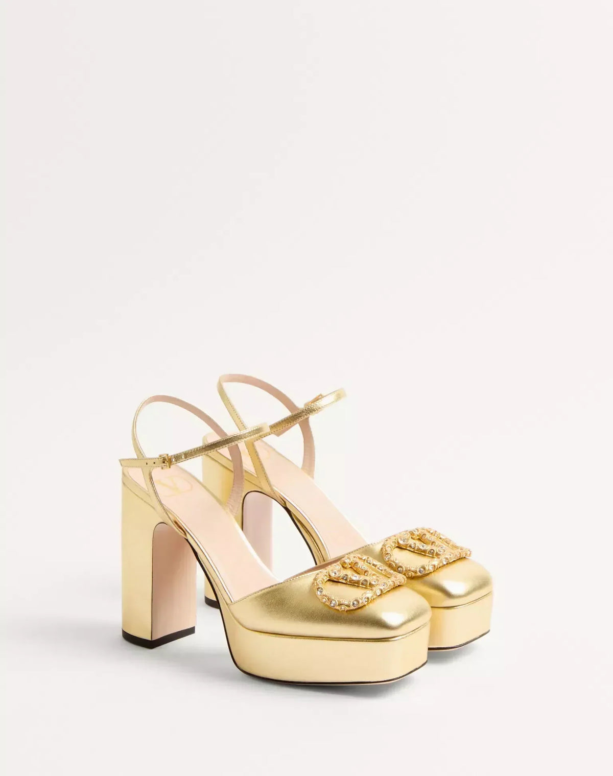 VLOGO SIGNATURE PLATFORM PUMP 115MM GOLD LAMINATED NAPPA