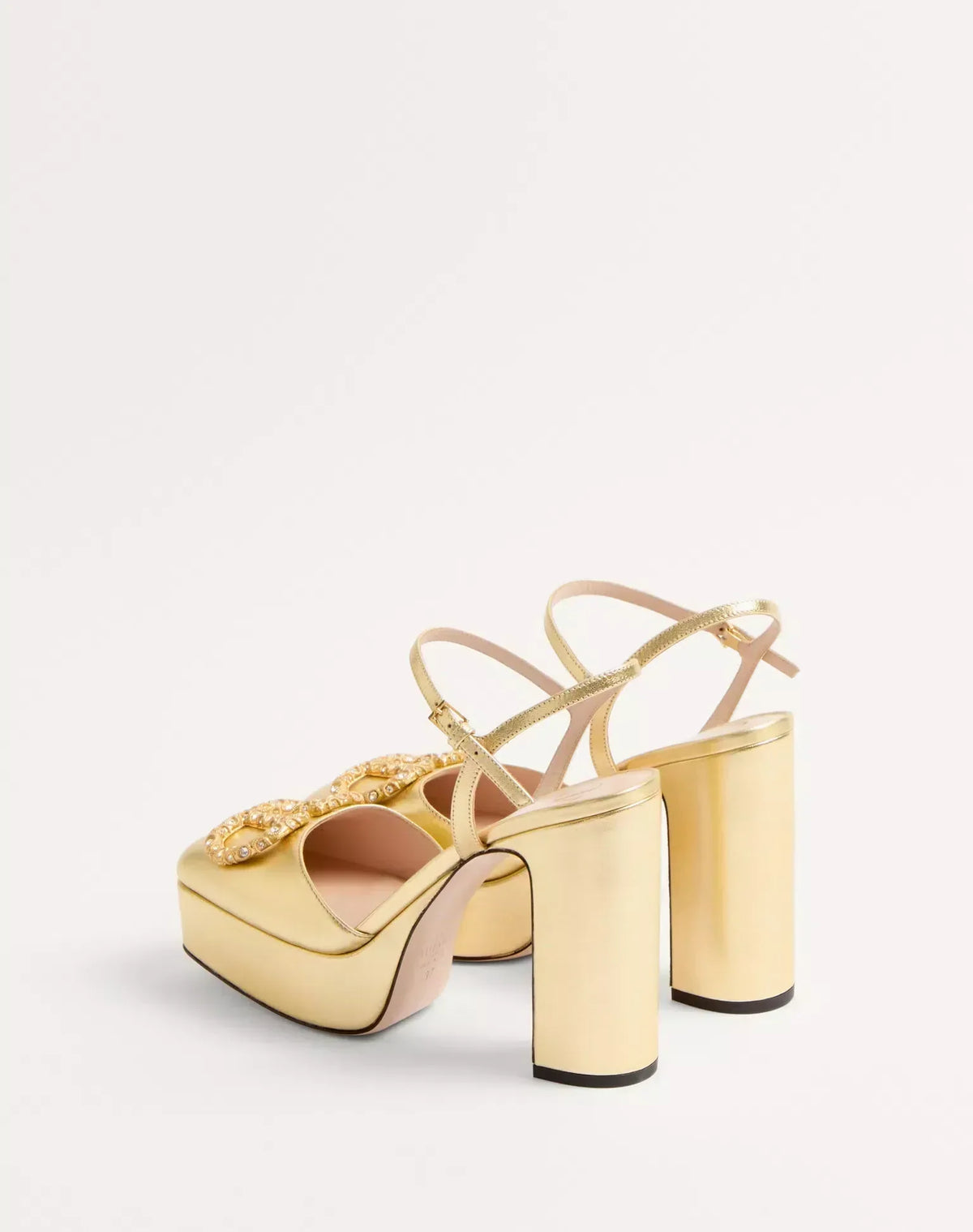 VLOGO SIGNATURE PLATFORM PUMP 115MM GOLD LAMINATED NAPPA