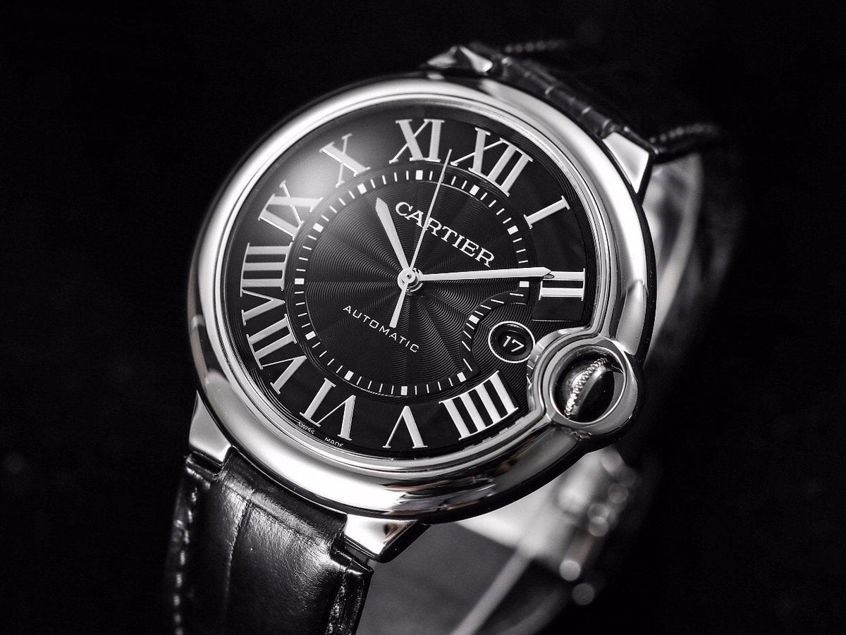 BALLON BLEU 42 BLACK DIAL LEATHER BRACELET