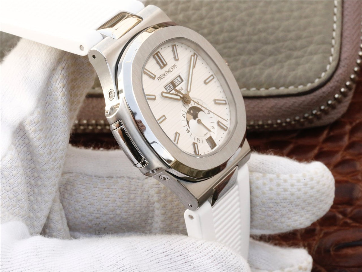 PATEK ANNUAL CALENDAR MOONPHASE STEEL WHITE DIAL