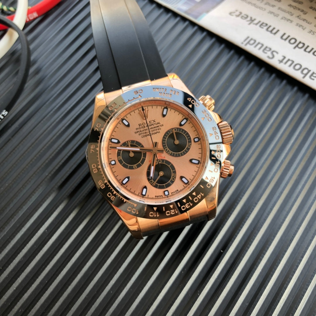 DAYTONA 40MM COPPER DIAL BLACK RUBBER STRAP