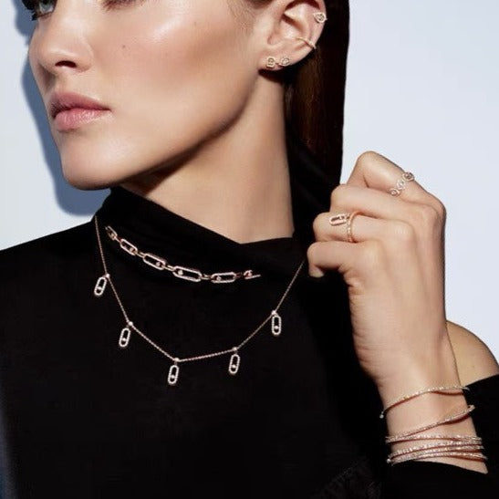 CHOKER MOVE UNO PAMPILLE PAVED SILVER DIAMOND NECKLACE