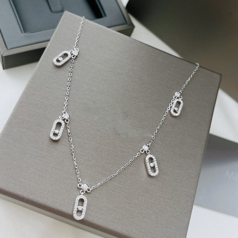 CHOKER MOVE UNO PAMPILLE PAVED SILVER DIAMOND NECKLACE