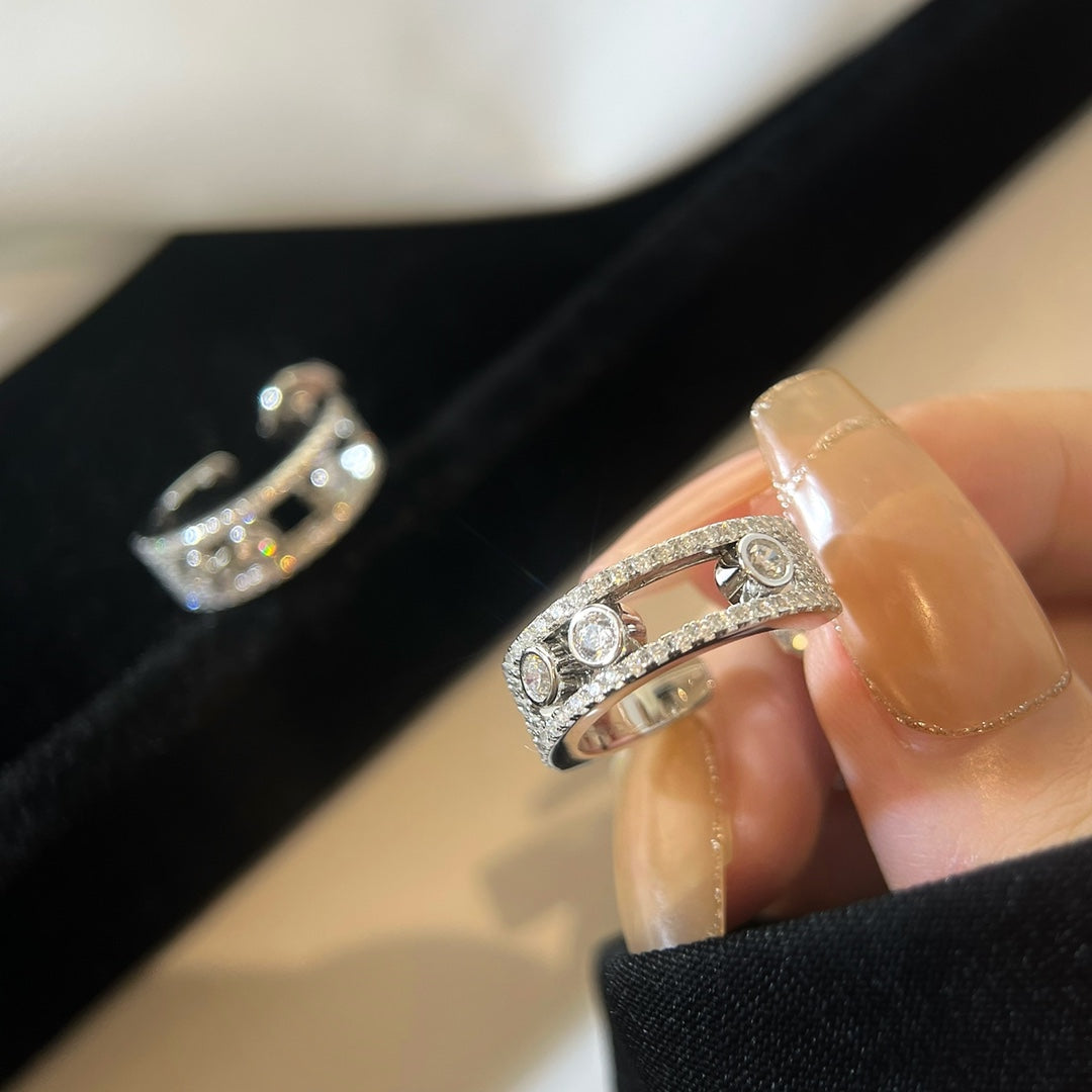 CREOLES MOVE PAVED SILVER DIAMONDS EARRINGS